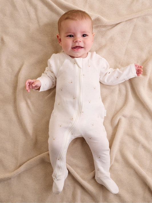 Purebaby Natural Zip Baby Sleepsuits 2 Pack image 2