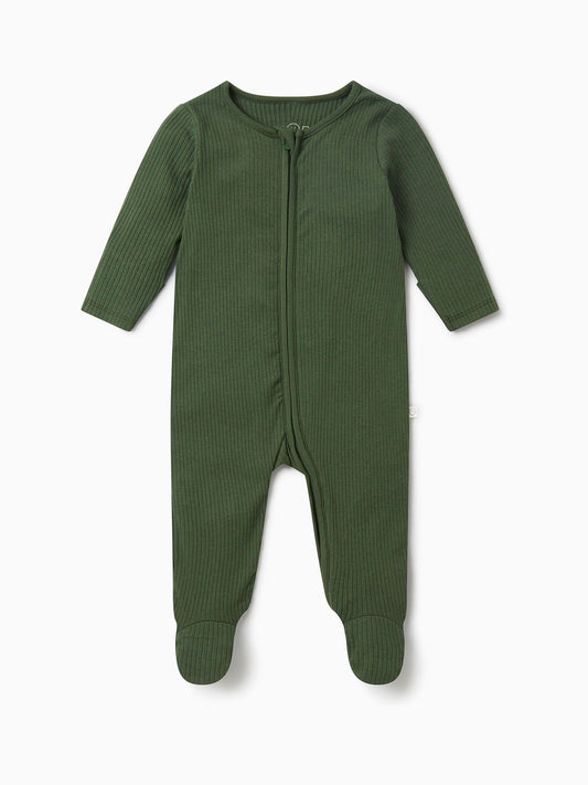 MORI Pine Green Stretch Supersoft 2 Way Zip Sleepsuit image 2