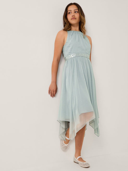 Monsoon Green Idaho Halter Chiffon Prom Dress - image 1