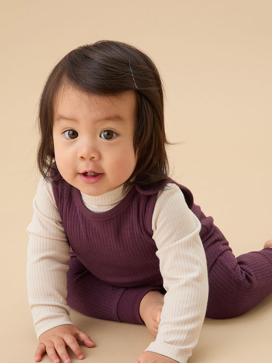 MORI Purple Ribbed Romper Dungarees image 2