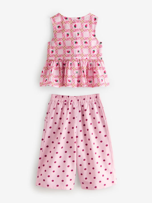 Cath Kidston Pink Strawberries Blouse And Trousers Set (3mths-8yrs) image 3