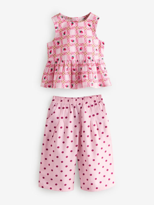 Cath Kidston Pink Strawberries Blouse And Trousers Set (3mths-8yrs) image 2