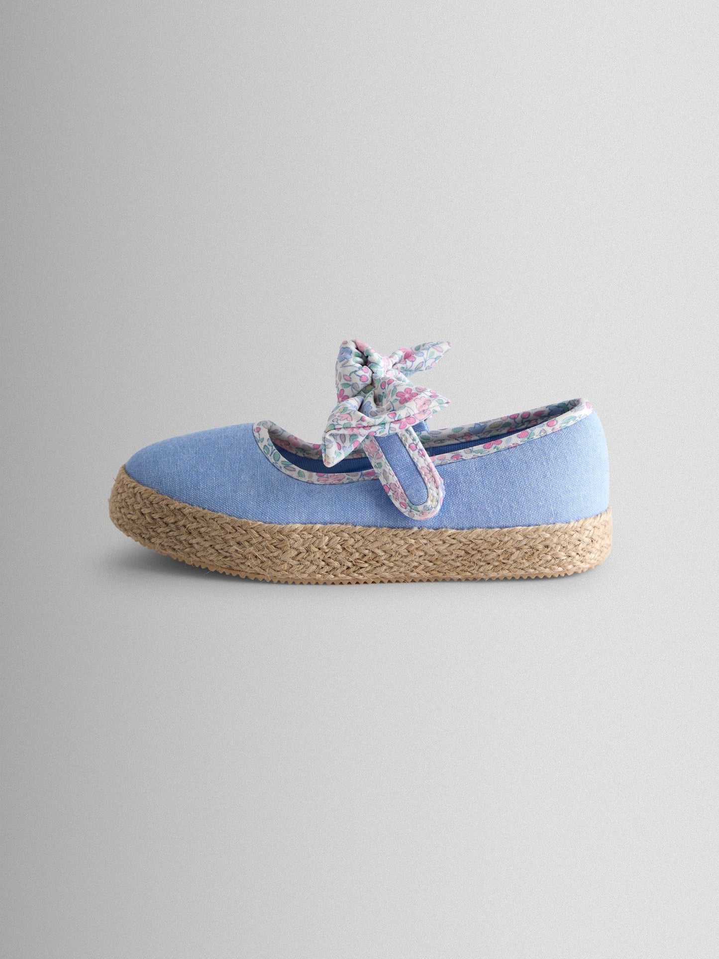 JoJo Maman Bébé Blue Embroidered Bow Strap Ballet Pumps image 4
