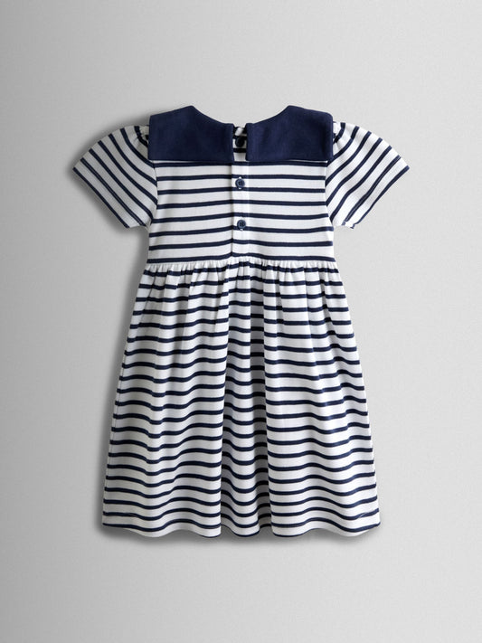 Dsiney Kidz - JoJo Maman Bébé Navy Blue Short Sleeve Sailor Dress image 2