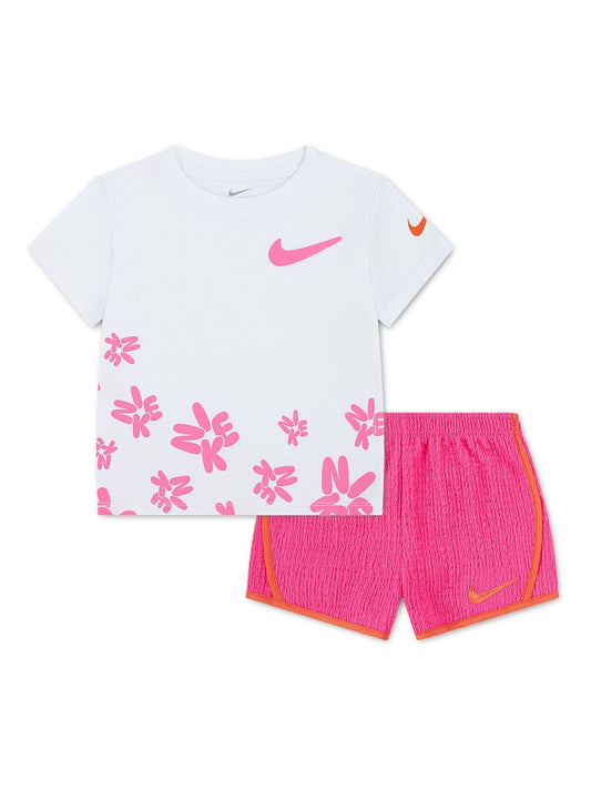 Dsiney Kidz - Nike Pink Little Kids Bold Play Floral T-Shirt and Tempo Shorts Set image 2
