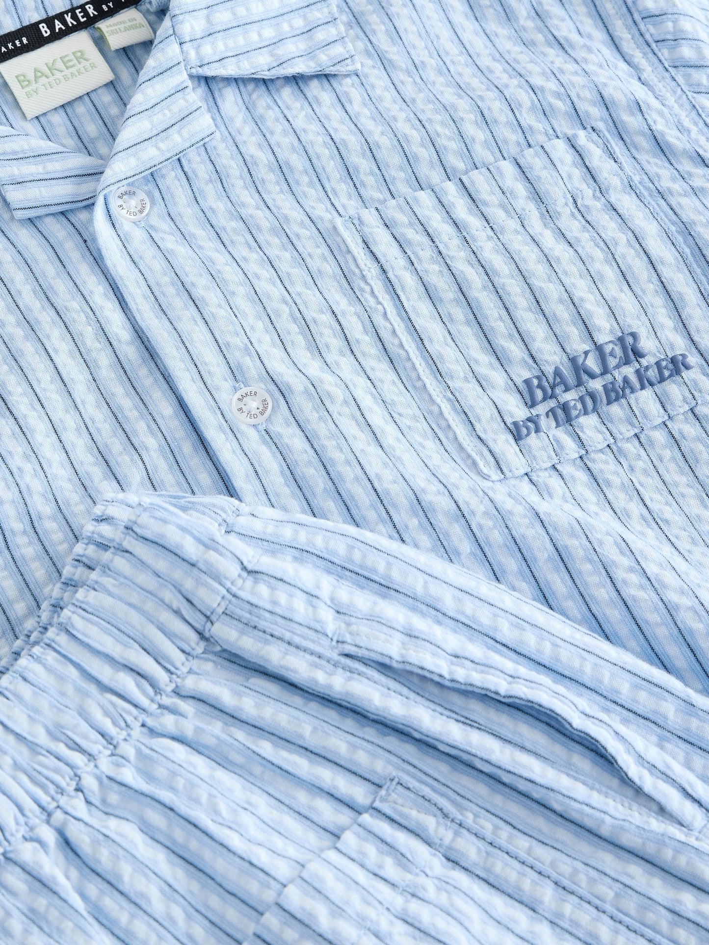 Baker by Ted Baker Textured Blue Stripe Shirt and Short Set image 11