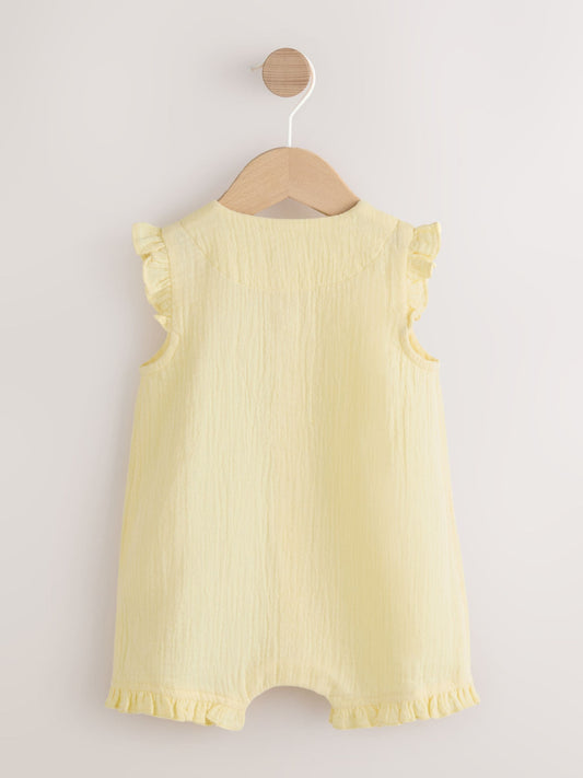 Yellow Baby Short Leg Muslin Romper (0mths-3yrs) image 2