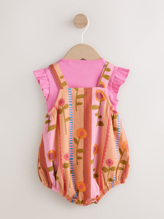 Pink Bright Bloomer Baby Romper with Bodysuit Set 2 Piece (0mths-2yrs) image 2