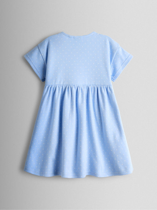 Dsiney Kidz - JoJo Maman Bébé Cornflower Blue Unicorn Appliqué Drop Shoulder Button Front Dress image 2