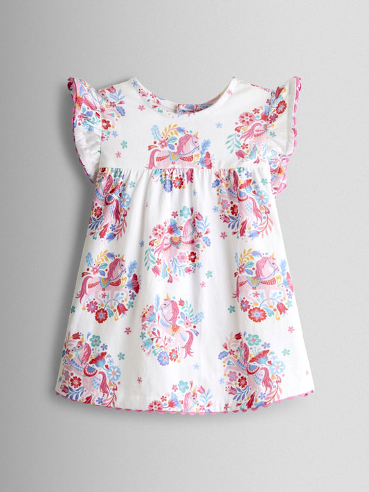 Dsiney Kidz - JoJo Maman Bébé Light Blue Unicorn Frill Sleeve Top & Short Set image 2