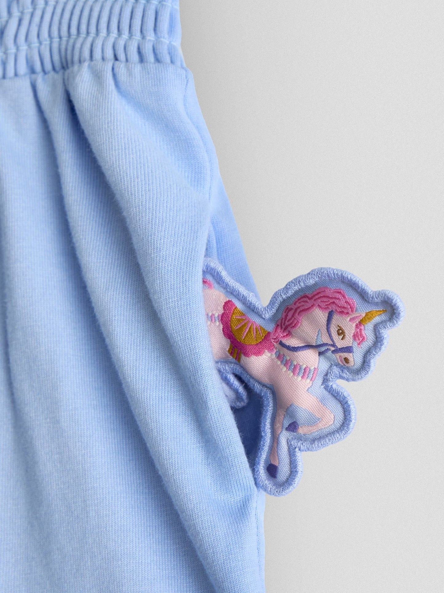 JoJo Maman Bébé Light Blue Unicorn Frill Sleeve Top & Short Set image 7
