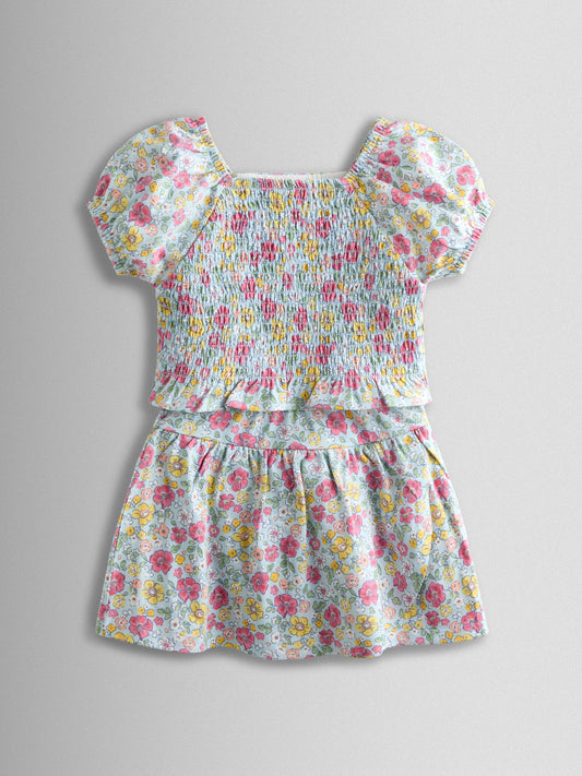 Dsiney Kidz - JoJo Maman Bébé Blue Smocked Cap Sleeve Top & Skort Set image 2