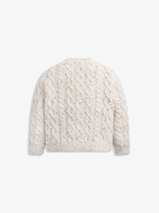 Dsiney Kidz - The Little Tailor Natural Fisherman Cable Knit Cotton Cardigan image 2