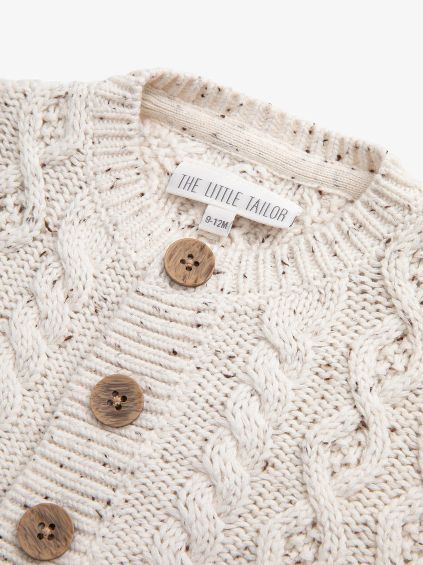 Dsiney Kidz - The Little Tailor Natural Fisherman Cable Knit Cotton Cardigan image 4
