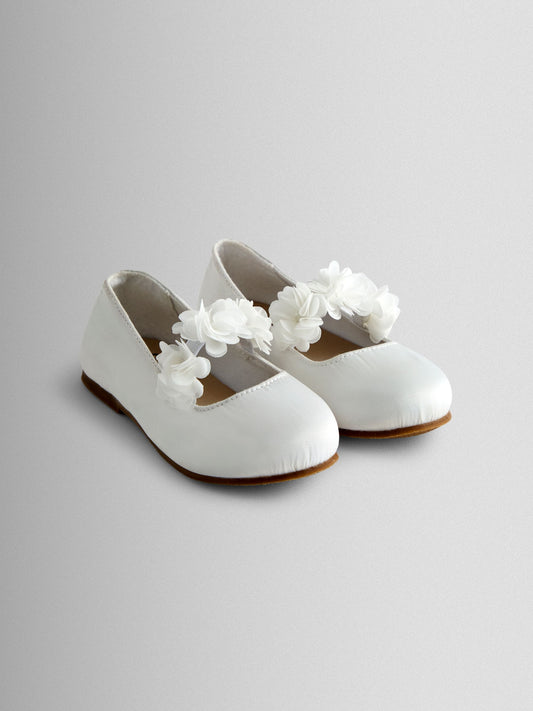 JoJo Maman Bébé White Rose Strap Ballet Pumps image 2