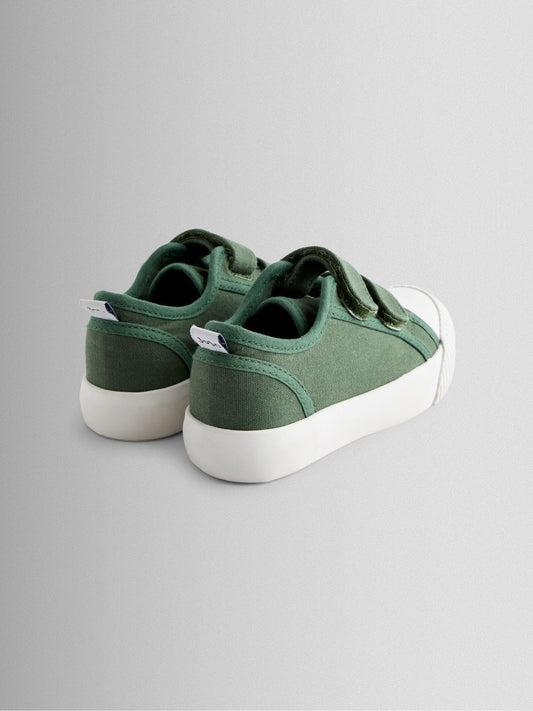 JoJo Maman Bébé Khaki Green Double Strap Canvas Pumps image 2
