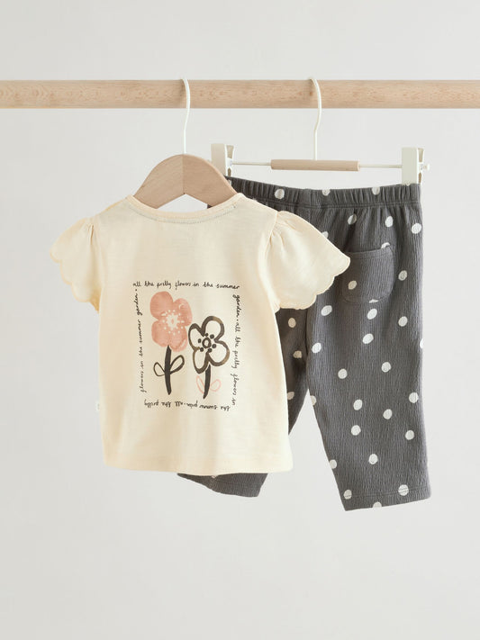 Dsiney Kidz - Black/White Flower Short Sleeve Baby Top And Wide Leg 2 Piece Set (0mths-2yrs) image 2