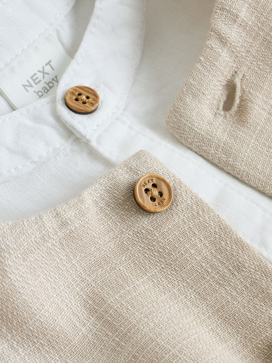 Neutral Woven Waistcoat, Shirt and Shorts Baby Set 3 Piece (0mths-2yrs) image 3