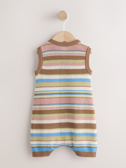 Brown Stripe Knitted Baby Romper (0mths-3yrs) image 2