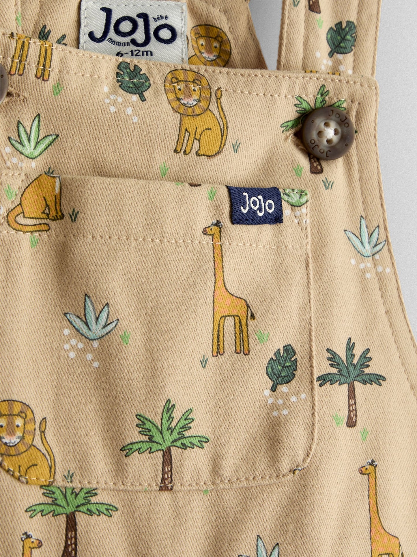 JoJo Maman Bébé Natural Safari Printed Twill Dungaree image 3
