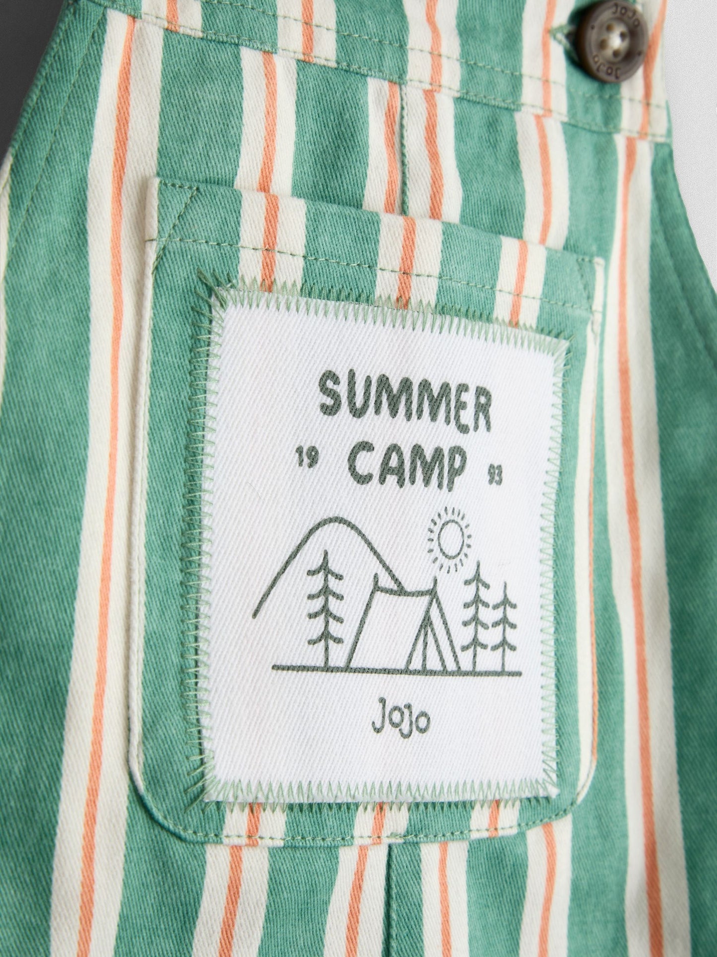 JoJo Maman Bébé Green Stripe Printed Twill Dungaree image 4
