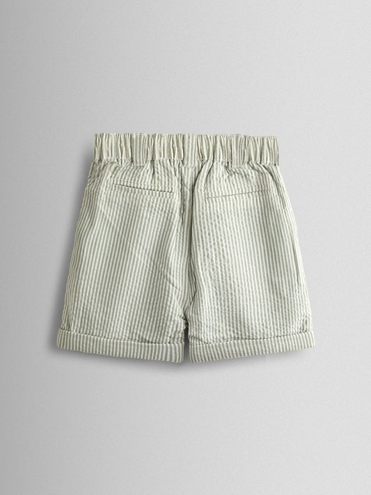 JoJo Maman Bébé Khaki Green Seersucker Stripe Shorts image 2