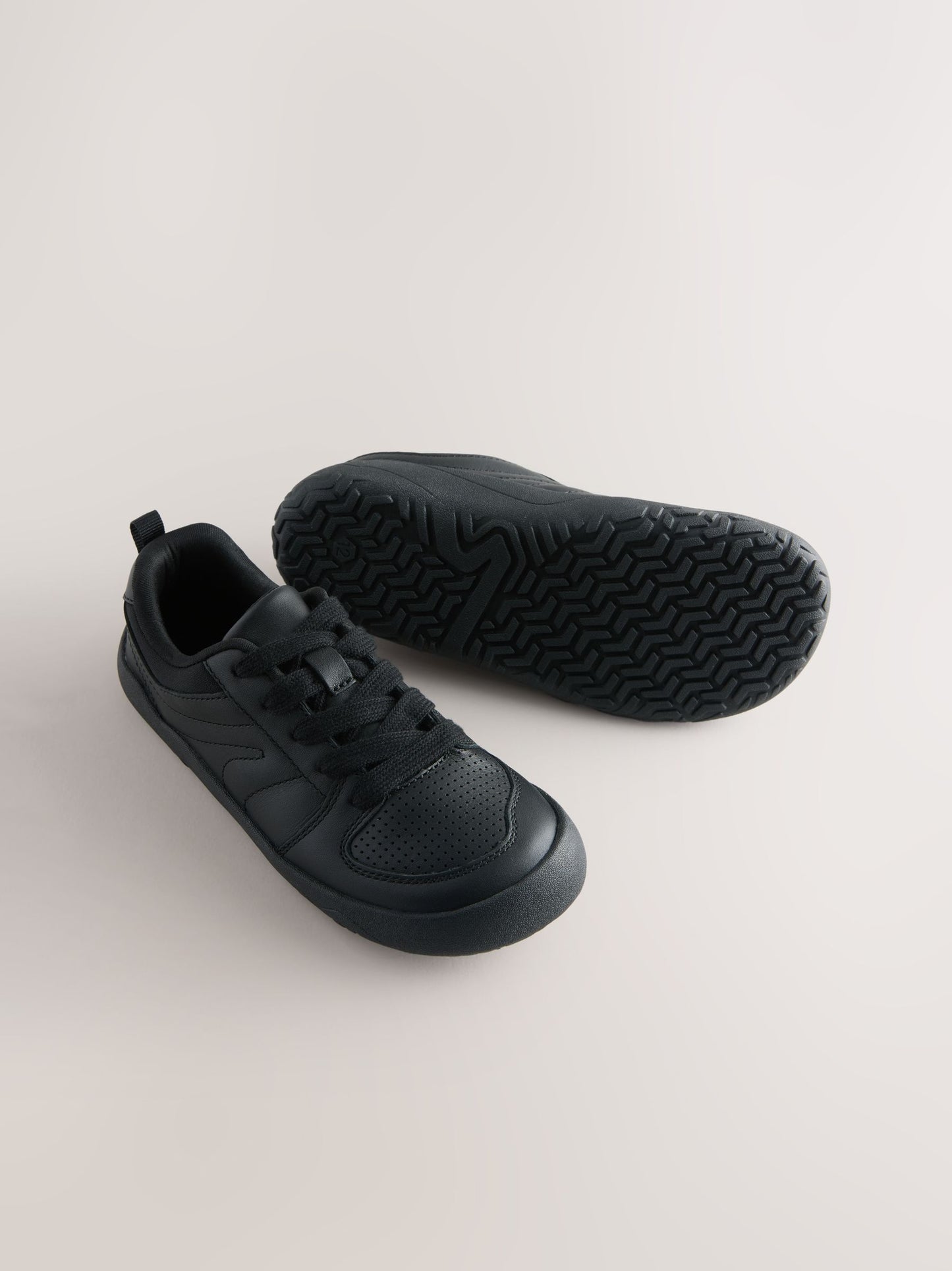 Black Barefoot Leather Lace-Up School Shoes image 7