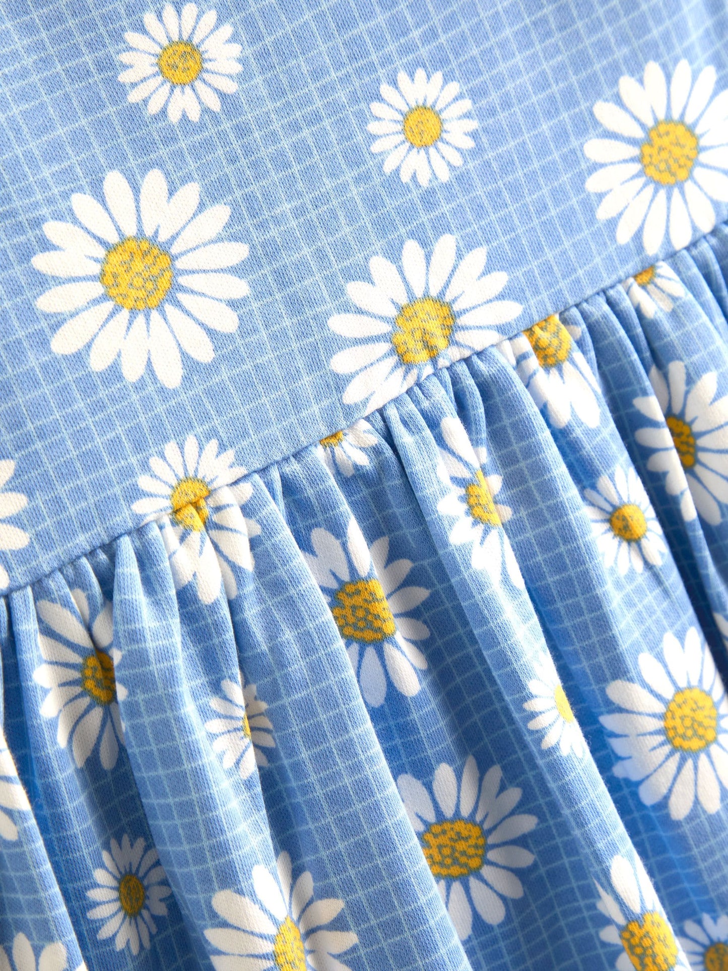 JoJo Maman Bébé Blue Daisy Print Flutter Sleeve Dress image 4