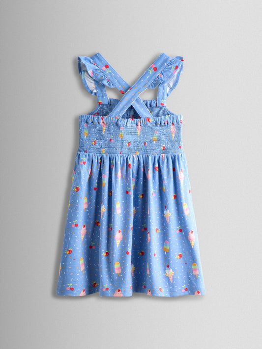 Dsiney Kidz - JoJo Maman Bébé Blue Ice Cream Smocked Strappy Dress image 2