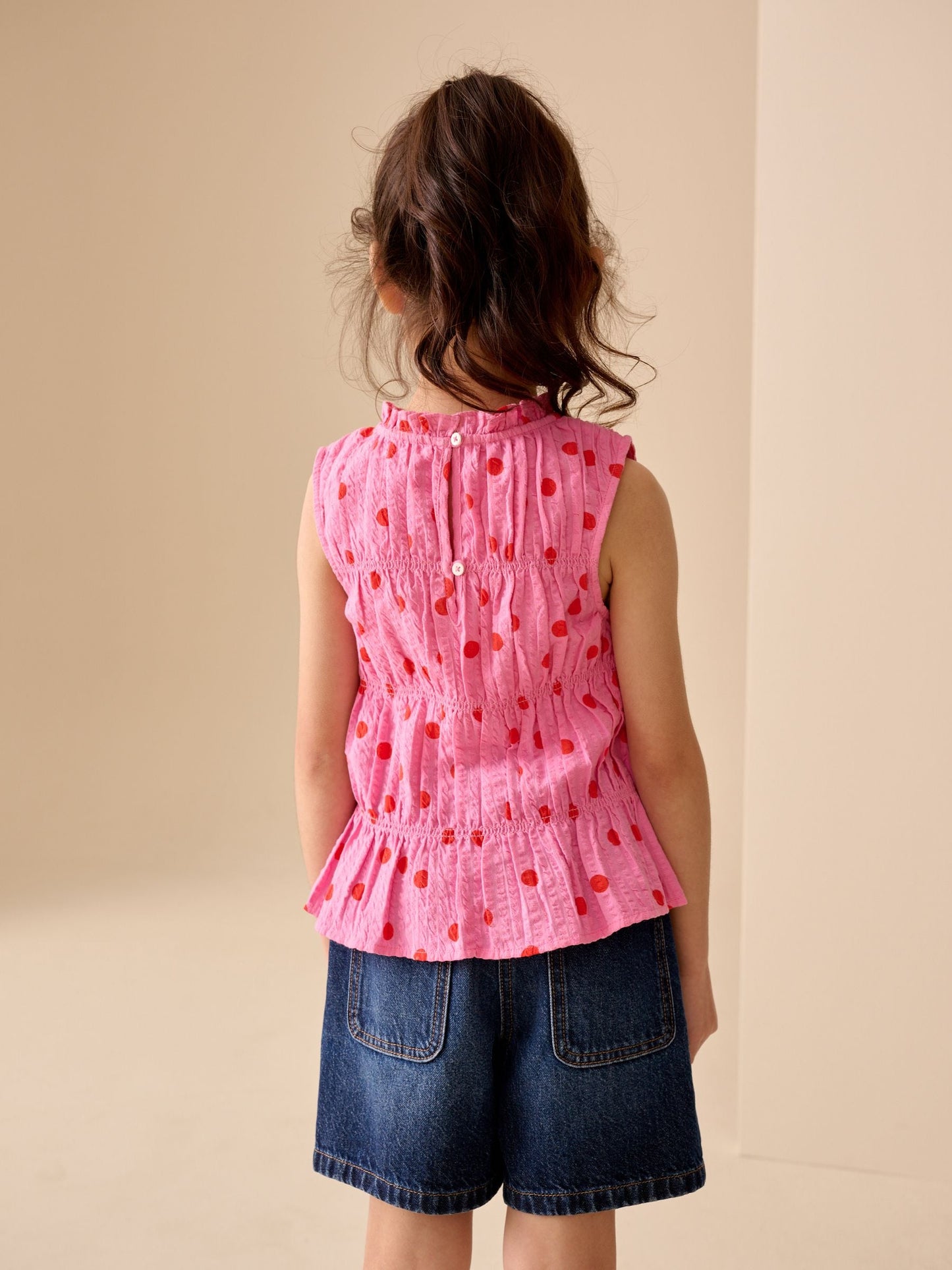 Dsiney Kidz - Pink/Red Spot Shirred Sleeveless Blouse (3-16yrs) image 3