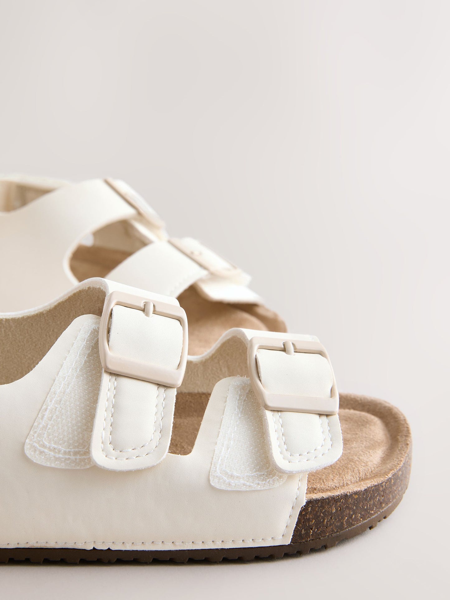 White Wide Fit (G) Double Buckle Cushioned Footbed Sandals image 5