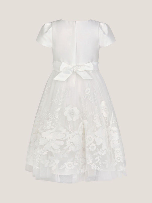 Monsoon Cream Alicia Satin Floral Embroidered Dress image 2