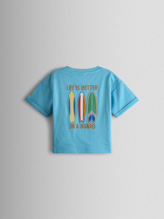 JoJo Maman Bébé Blue Surf Graphic T-Shirt Aqua Blue image 2
