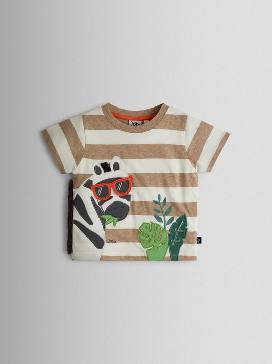 JoJo Maman Bébé Charcoal Grey Zebra 2-Piece Appliqué T-Shirt & Shorts Set image 2