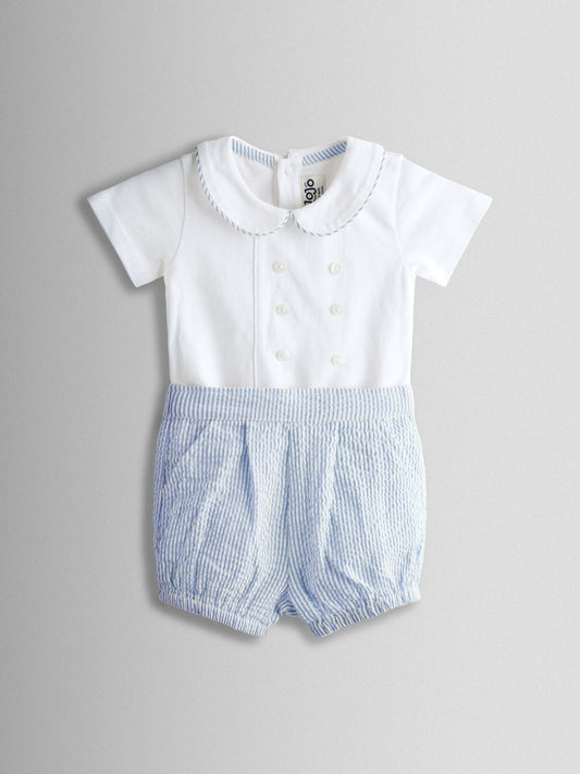 Dsiney Kidz - JoJo Maman Bébé Light Blue Classic Body & Stripe Shorts Set 2 Piece image 2