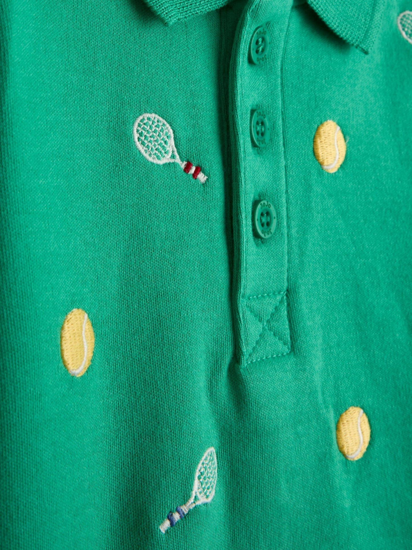 JoJo Maman Bébé Green Tennis Embroidered Polo Shirt image 3