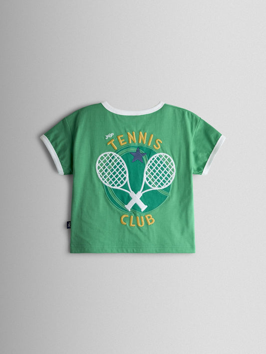 Dsiney Kidz - JoJo Maman Bébé Green Tennis Club Slogan Applique T-Shirt image 2