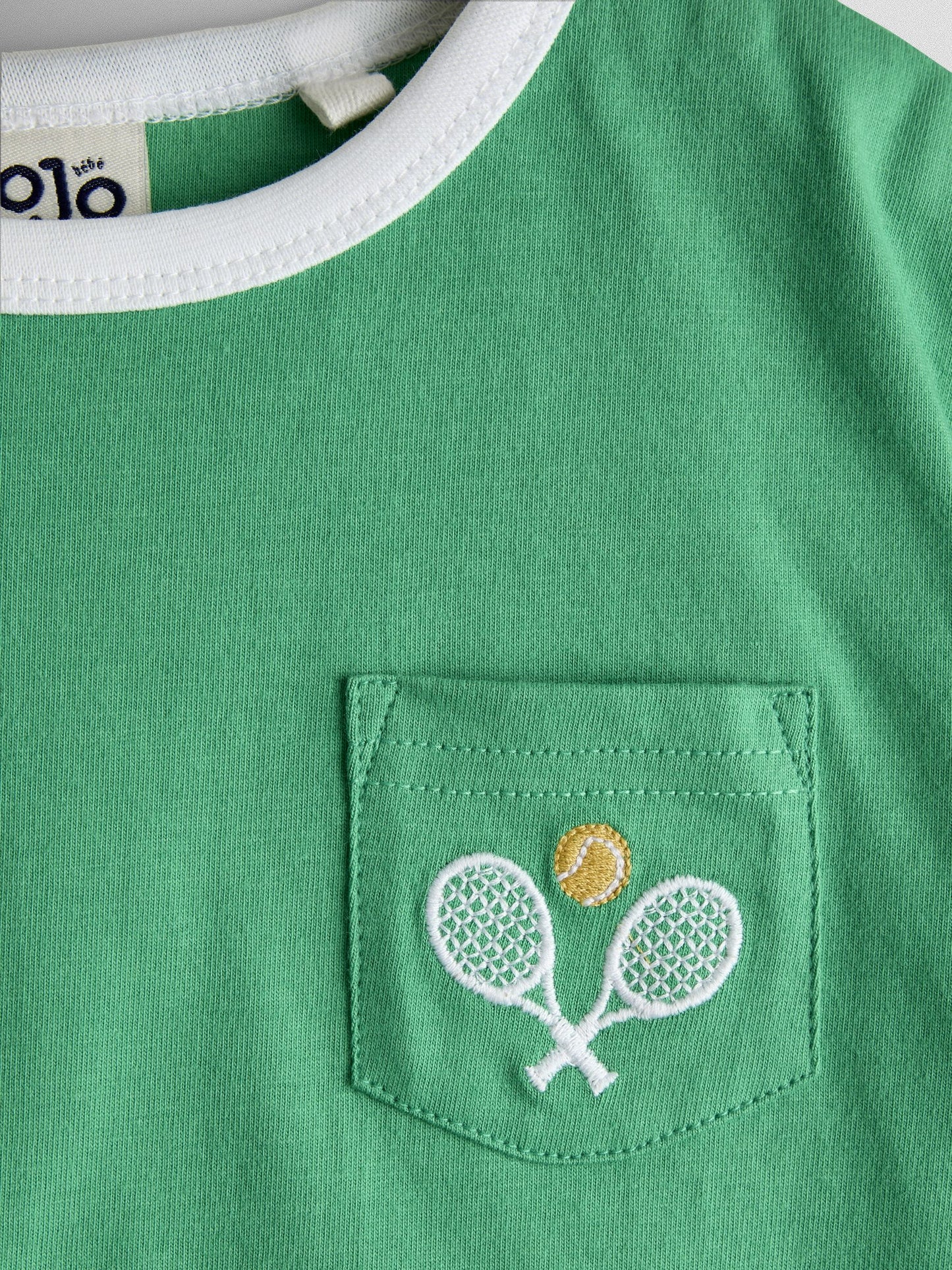 Dsiney Kidz - JoJo Maman Bébé Green Tennis Club Slogan Applique T-Shirt image 3