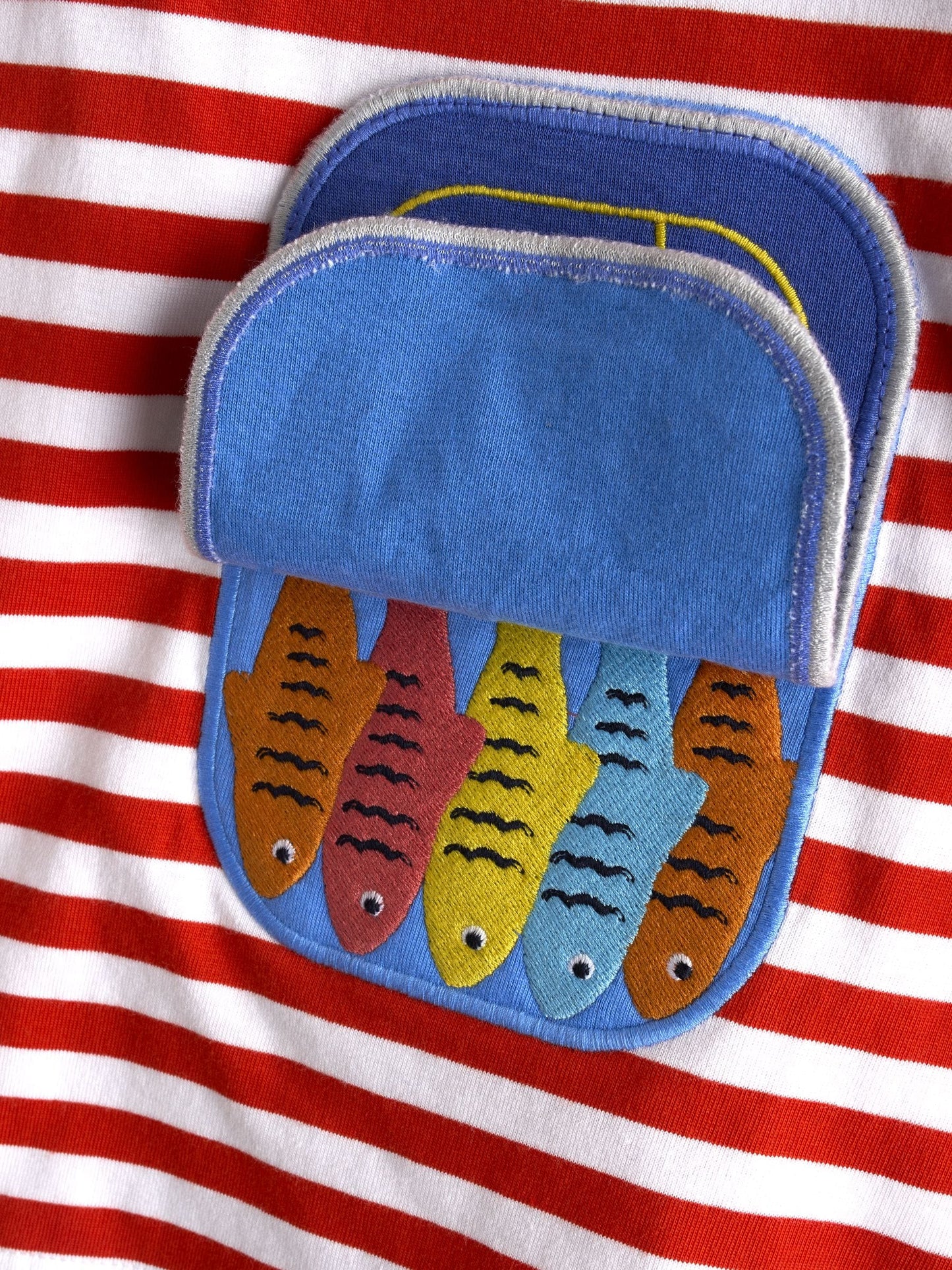 JoJo Maman Bébé Red Sardine Stripe Appliqué T-Shirt image 6