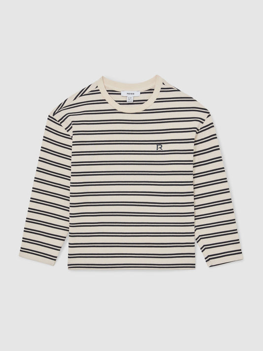 Reiss Navy/White Marley 9-13 yrs Cotton Stripe Long-Sleeve T-Shirt image 2
