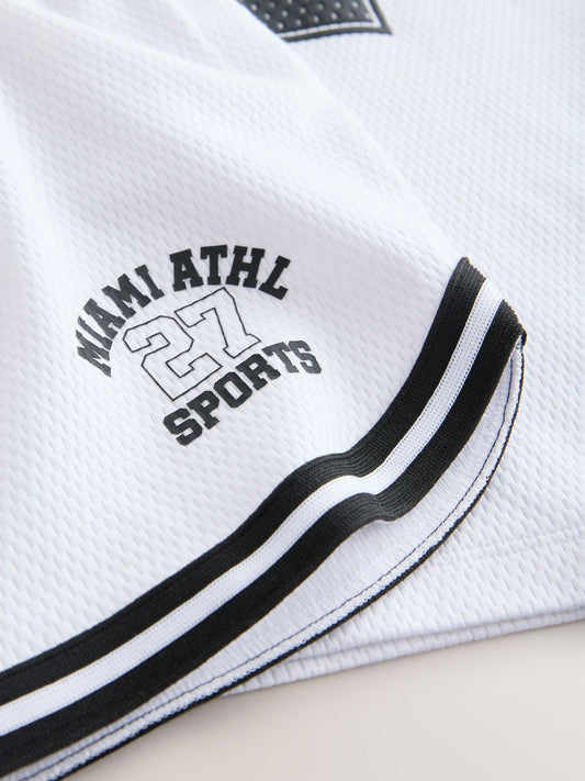 White Varsity T-Shirt and Shorts Set (3-16yrs) image 3