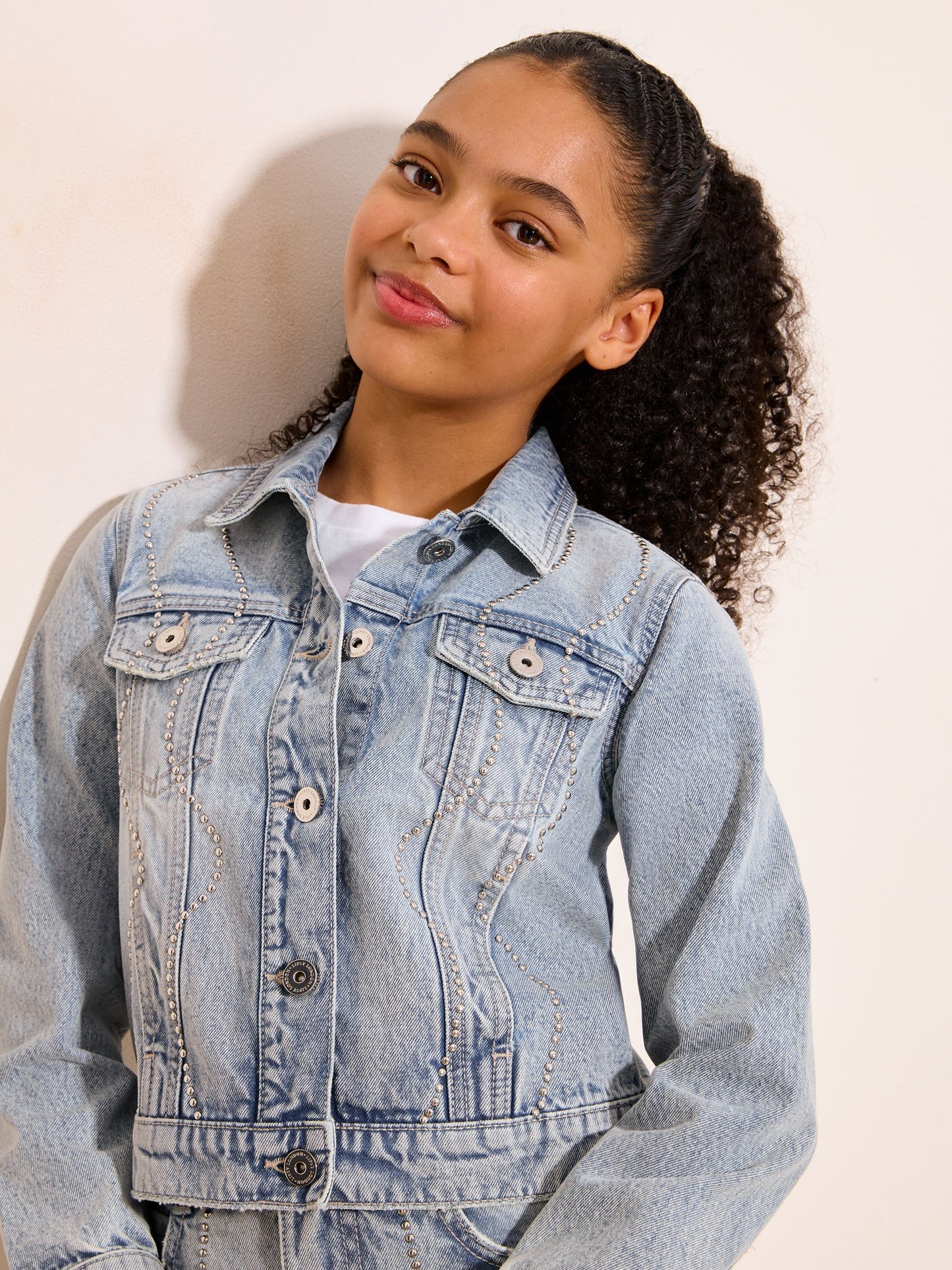 Dsiney Kidz - Lipsy Light Wash Blue Embellished Denim Jacket (5-16yrs) image 4