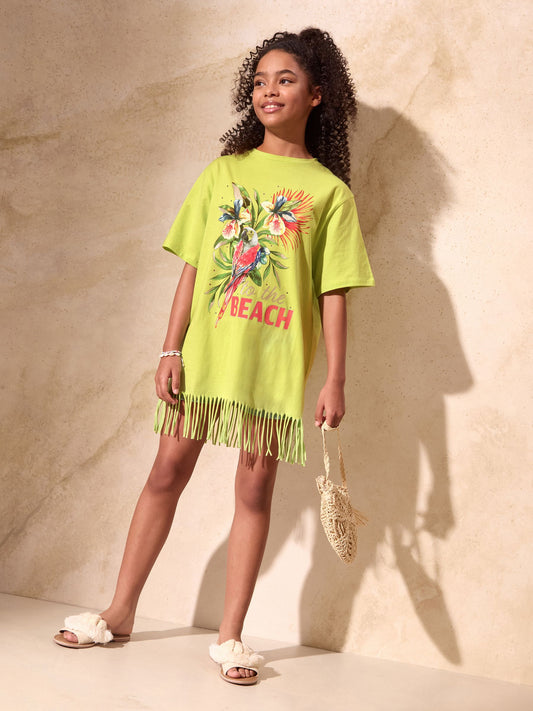 Dsiney Kidz - Lipsy Lime Green Jersey T-Shirt Kaftan (5-16yrs) image 2