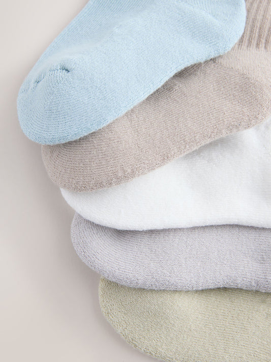 Neutral Faces Cushioned Footbed Cotton Rich Ribbed Socks 5 Pack image 3