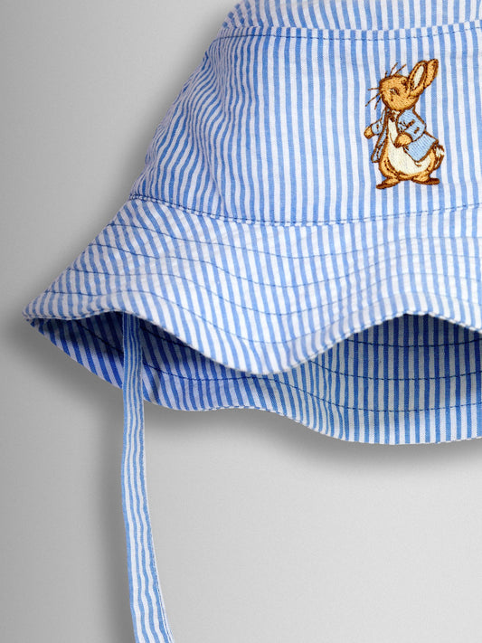 Dsiney Kidz - JoJo Maman Bébé Blue Peter Rabbit™ Embroidered Sun Hat image 2