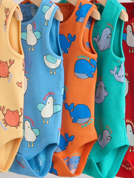 Multi Vest Baby Bodysuits 5 Pack image 3