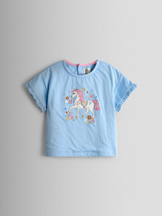 Dsiney Kidz - JoJo Maman Bébé Bright Pink Unicorn Appliqué T-Shirt & Skort Set image 2
