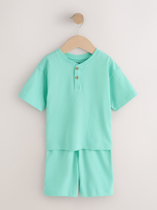 Blue/Green/Orange Pastel Plain Short Pyjamas 3 Pack (9mths-10yrs) image 3