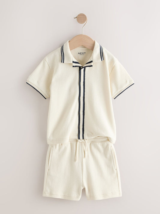 Ecru Short Sleeve Shirt and Shorts Set (3mths-7yrs) image 2