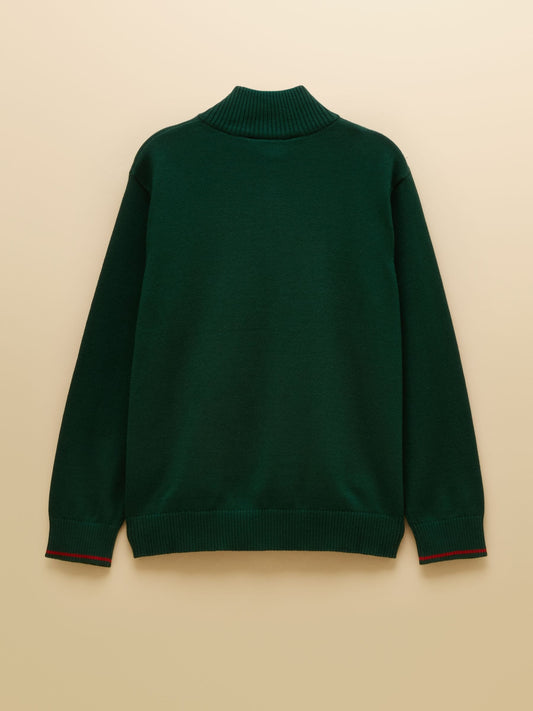 Dsiney Kidz - Joules Boys' Hillside Dark Green Knit Quarter Zip Jumper image 2